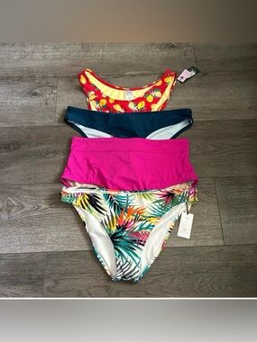 NWT Lot of 4 Cupshe Kona Sol Wild Fable Shade & Shore Bikini Bottoms Size XL